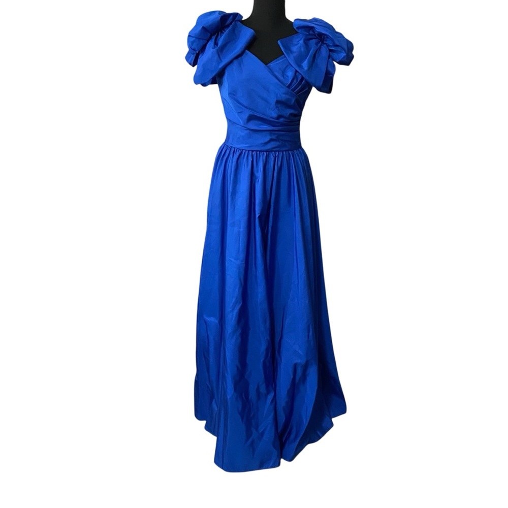 Royal Blue One-Shoulder Prom Gown with Statement Puff Sleeve